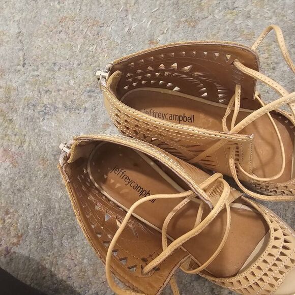 NWOT Jeffrey Campbell Cordillo Peep Toe Block Leather Heels Size 7 - Picture 10 of 11